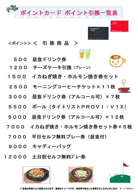 ポイント引換一覧表